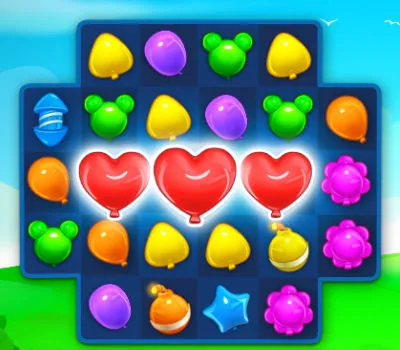 Colorful balloons match-3 game with levels & challenges filled with fun and excitement.