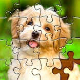 Jigsaw puzzle game with various modes, categories, and online/offline play.