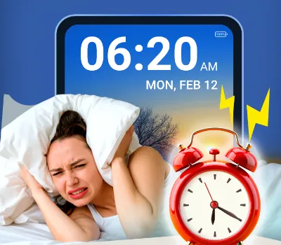 Alarm clock app specifically made for deep sleepers, equipped with large displays and a loud ringing feature.
