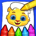 A family-friendly coloring game for toddlers, featuring various modes and collectibles, with no ads or purchases.