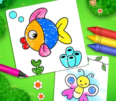 A family-friendly coloring game for toddlers, featuring various modes and collectibles, with no ads or purchases.