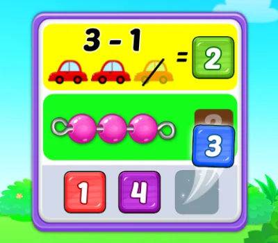 An interactive math app for kids that includes enjoyable math games aimed at teaching counting and basic math operations.