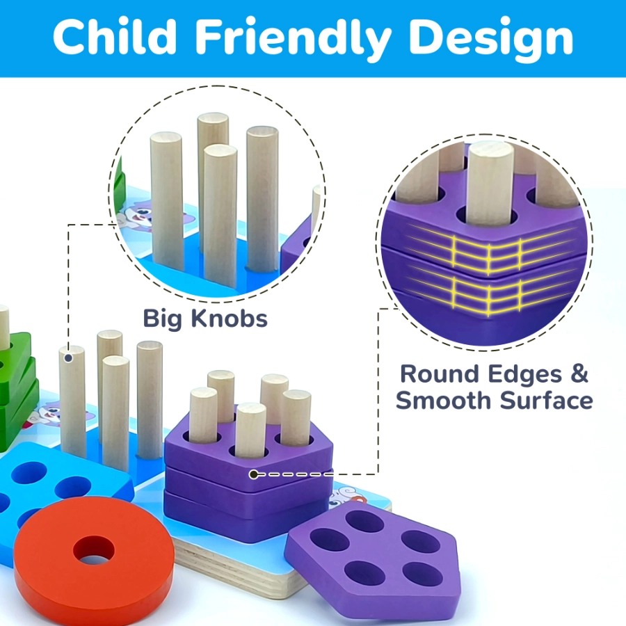 Stacking and sorting learning toys designed specially for babies with big pieces