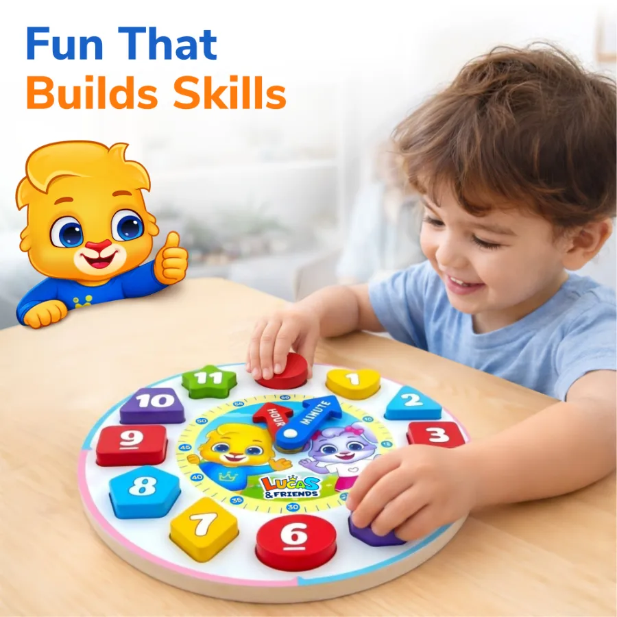 lucas friends educational clock puzzle builds skills montessori toddler learning toy