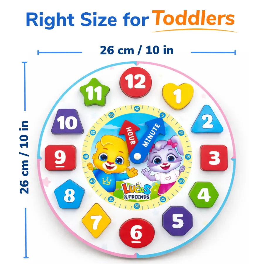 lucas friends wooden clock puzzle board size toddler learning toy