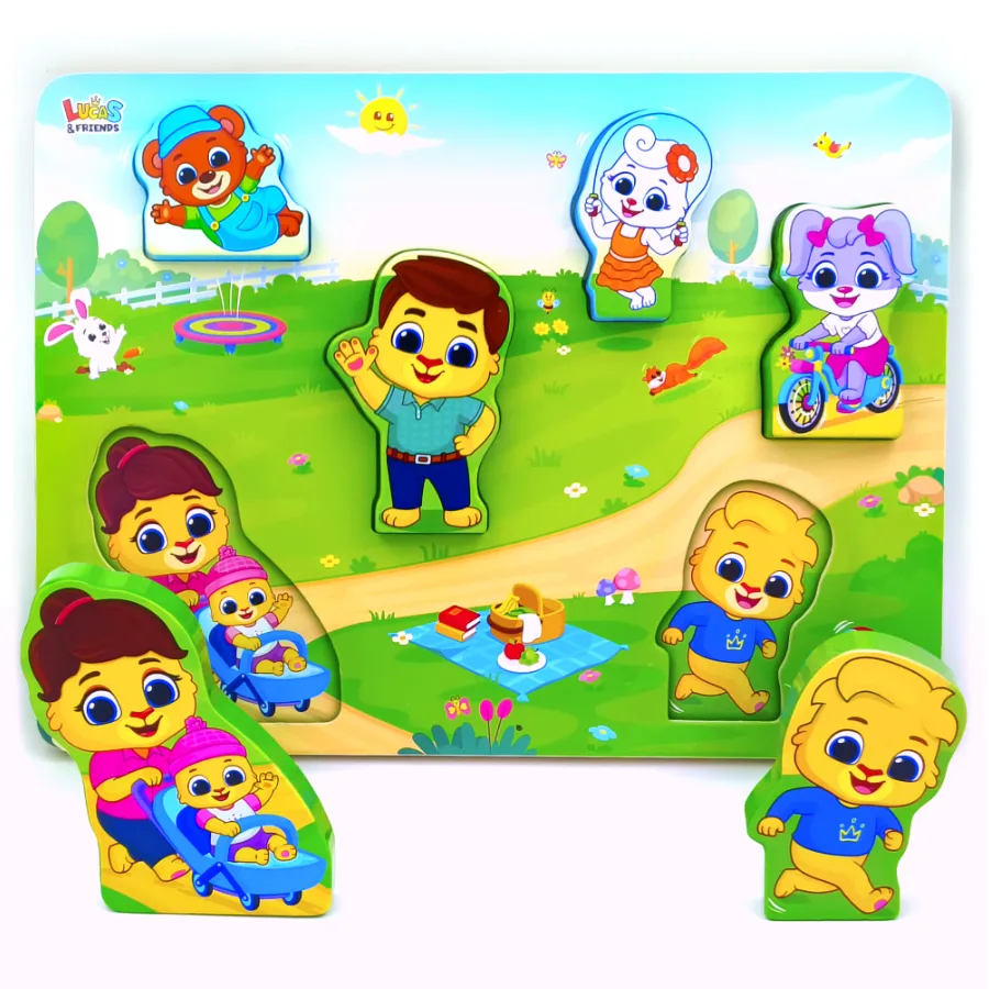 lucas friends wooden family puzzle board toddlers age 2 plus