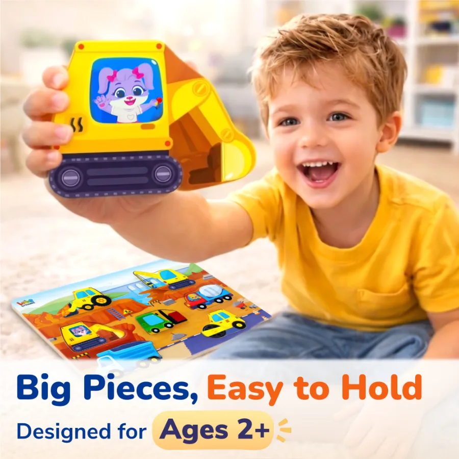 lucas friends construction vehicle puzzle big pieces easy hold toddler toy