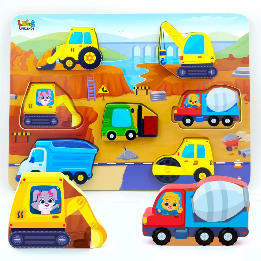 lucas friends wooden construction puzzle toddlers learning toy vehicles age 2 plus