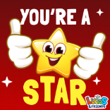 you are a star, you star, you're a star, congrats, positive, well done, shine, youre a star, you are star, you are awesome, gold star, star, you did it, lucasandfriends, rvappstudios, you are the best, superstar, bright, shining star, you're a shining star